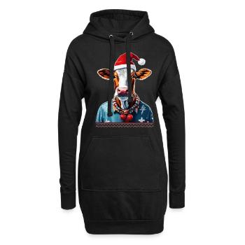 Drôle De Vache, Noël Moche Noël Noël - Sweat-shirt à capuche long Femme - noir - Devant