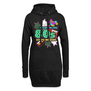 années 1980 80 Rétro - Sweat-shirt à capuche long Femme - noir - Devant