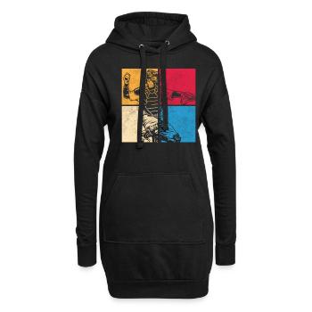 Lustiger Baseball - Hoodie-Kleid - Schwarz - Vorne