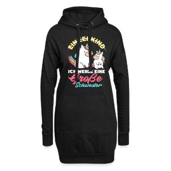 Einzelkind Ich werde große Schwester Geburt - Hoodie-Kleid - Schwarz - Vorne