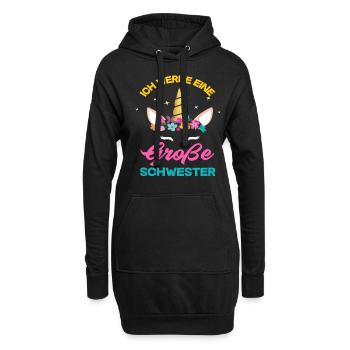 Einhorn Ich werde eine große Schwester - Hoodie-Kleid - Schwarz - Vorne