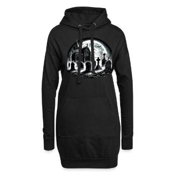 Cimetière gothique au clair de lune : scène de nuit étrange - Sweat-shirt à capuche long Femme - noir - Devant