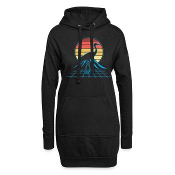 Sandhill Crane Retro Vogelbeobachtung - Hoodie-Kleid - Schwarz - Vorne