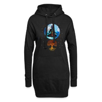 Méditation - Sweat-shirt à capuche long Femme - noir - Devant