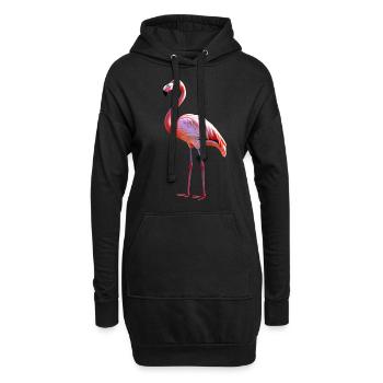 Flamant rose en rose soleil d’été vacances flamants roses - Sweat-shirt à capuche long Femme - noir - Devant