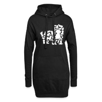 Havaneser Hund Havanezer Silhouette Posen - Hoodie-Kleid - Schwarz - Vorne