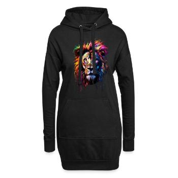 Lion arc-en-ciel - Sweat-shirt à capuche long Femme - noir - Devant