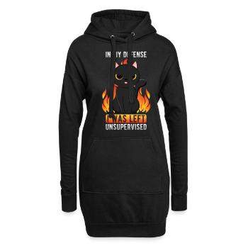 Pour ma défense, on m’a laissé Black Cat sans surveillance - Sweat-shirt à capuche long Femme - noir - Devant
