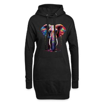Éléphant arc-en-ciel - Sweat-shirt à capuche long Femme - noir - Devant
