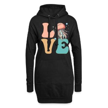 Quallen Ozean Leben - Hoodie-Kleid - Schwarz - Vorne