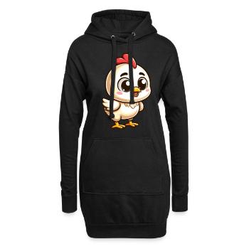 Huhn niedlich cartoonish - Hoodie-Kleid - Schwarz - Vorne
