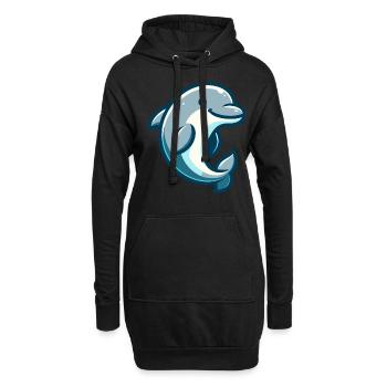 Delphin-Figur - Hoodie-Kleid - Schwarz - Vorne