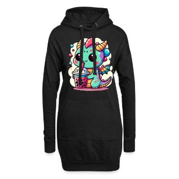 Boba Tee Drache Kawaii - Hoodie-Kleid - Schwarz - Vorne