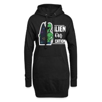 Surf Urlaub Strand, Sommer Sonner Meer Surfer - Hoodie-Kleid - Schwarz - Vorne