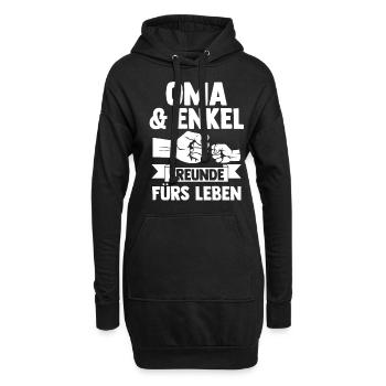 Oma Großmutter und Enkel - Hoodie-Kleid - Schwarz - Vorne