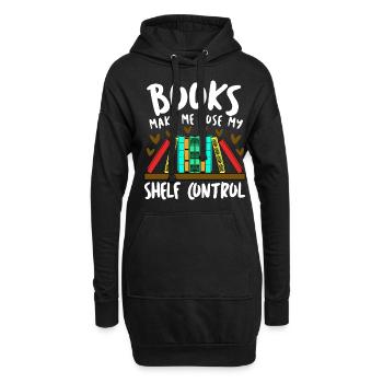 Reading Books Book Shelf Bookworm - Hoodie-Kleid - Schwarz - Vorne
