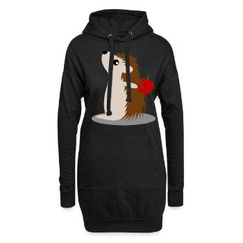 Hérisson avec des hérissons de pommes - Sweat-shirt à capuche long Femme - noir - Devant