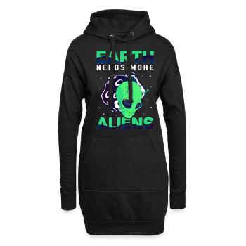 Alien, UFO, UAP, Space, Weltraum Flugobjekt - Hoodie-Kleid - Schwarz - Vorne