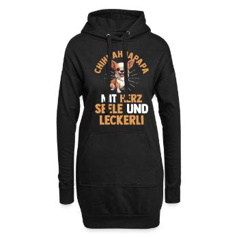 Hund Chihuahua - Hoodie-Kleid - Schwarz - Vorne