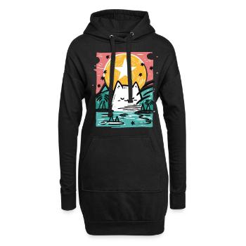 Chat endormi dans la nature - Sweat-shirt à capuche long Femme - noir - Devant