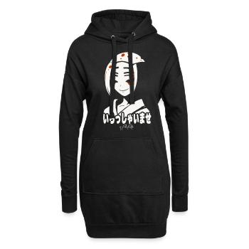 Geisha et Bienvenue dans les Kanji Japonais - Sweat-shirt à capuche long Femme - noir - Devant