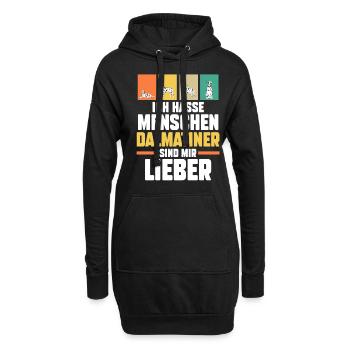 Hund Dalmatiner - Hoodie-Kleid - Schwarz - Vorne