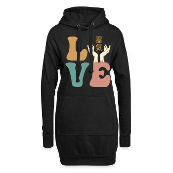 Reiki 霊気 Guérison guérisseuse - Sweat-shirt à capuche long Femme - noir - Devant