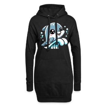 Adorable Dolphin Lover Graphic - Vie marine ludique - Sweat-shirt à capuche long Femme - noir - Devant