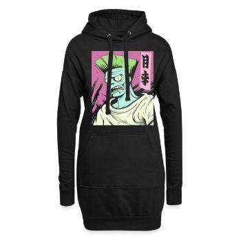 Dessin animé : Fans d’anime japonais forts et frères - Sweat-shirt à capuche long Femme - noir - Devant