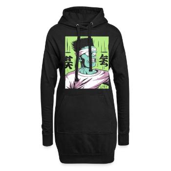CArtoon Anime Japonais Fort pour Weebs - Sweat-shirt à capuche long Femme - noir - Devant