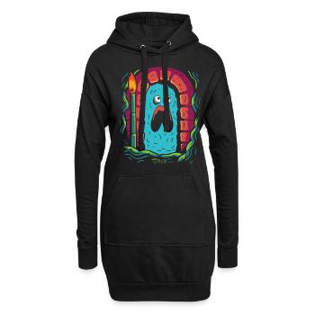 Einfaches Cartoon-Dickes Monster Gruseliger Kerker - Hoodie-Kleid - Schwarz - Vorne
