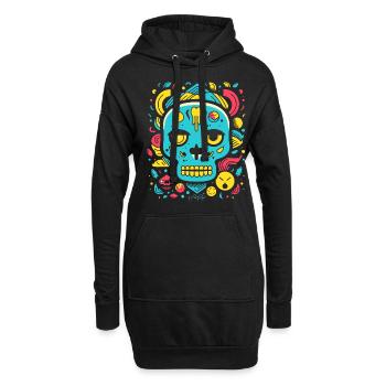 Pop Cartoon, Tier Totenkopf - Hoodie-Kleid - Schwarz - Vorne