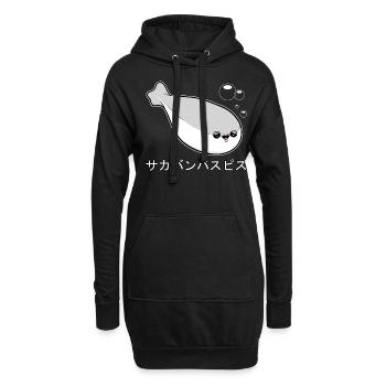 Sacabambaspi Poisson Meme Japonais - Sweat-shirt à capuche long Femme - noir - Devant