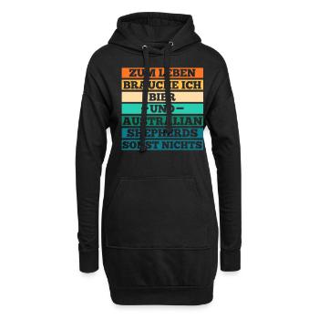 Bier Australian Shepherd Hund Aussie - Hoodie-Kleid - Schwarz - Vorne
