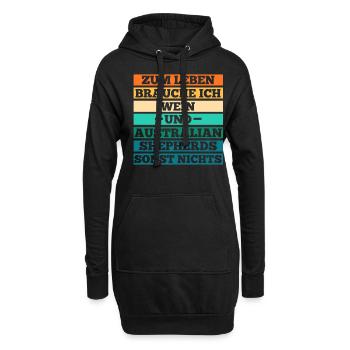 Wein Australian Shepherd Hund Aussie - Hoodie-Kleid - Schwarz - Vorne