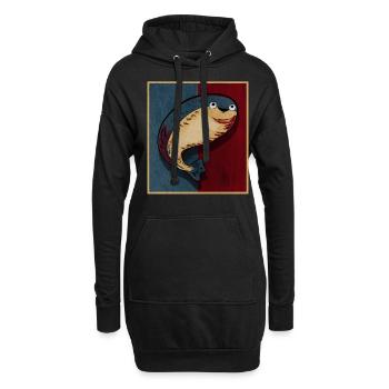 Sacabambaspis Fisch Meme Blau Rot Retro - Hoodie-Kleid - Schwarz - Vorne