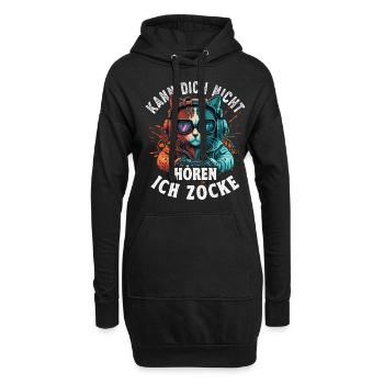 Kann Dich Nicht Hören Ich Zocke Zocker Headset - Hoodie-Kleid - Schwarz - Vorne