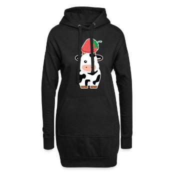 Erdbeeren Kuh Kühe Bauer Kinder - Hoodie-Kleid - Schwarz - Vorne