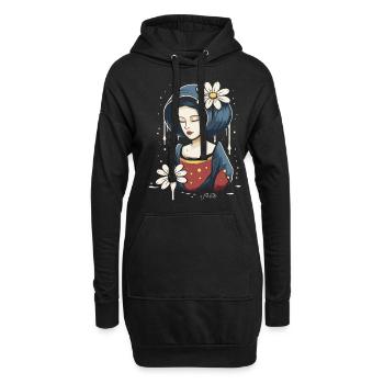 Femme aux fleurs de marguerite - Sweat-shirt à capuche long Femme - noir - Devant