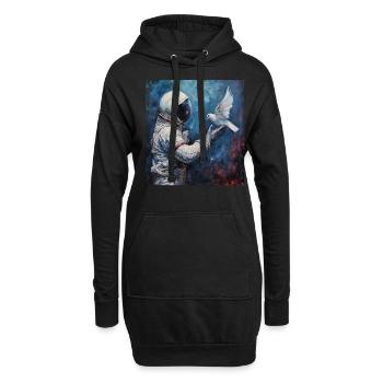 Raumfahrt, Frieden Astronaut mit Taube, Weltraum - Hoodie-Kleid - Schwarz - Vorne
