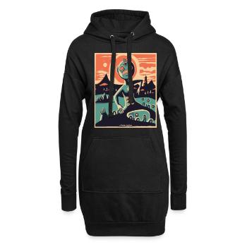 Nature extraterrestre dans un paysage abstrait - Sweat-shirt à capuche long Femme - noir - Devant