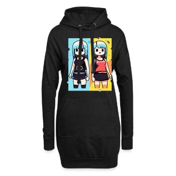Manga Anime Sœurs Poupées Filles - Sweat-shirt à capuche long Femme - noir - Devant