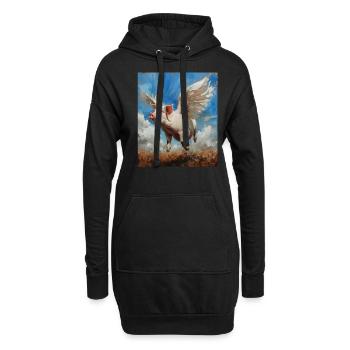 Engel, Kunst Humor Glücksschwein Schwein Flügel - Hoodie-Kleid - Schwarz - Vorne