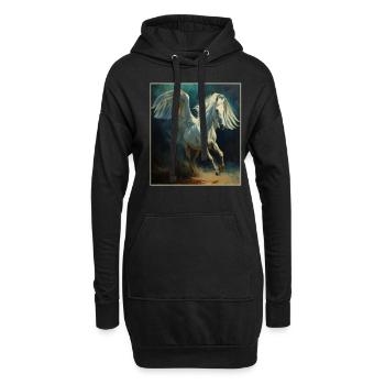 Ange, Art, Humour, Mule, Poney, Cheval avec des ailes - Sweat-shirt à capuche long Femme - noir - Devant
