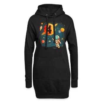 Astronautenjunge 4. Geburtstag Buntes Universum - Hoodie-Kleid - Schwarz - Vorne