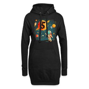 Astronaut Boy 5. Geburtstag Buntes Universum - Hoodie-Kleid - Schwarz - Vorne