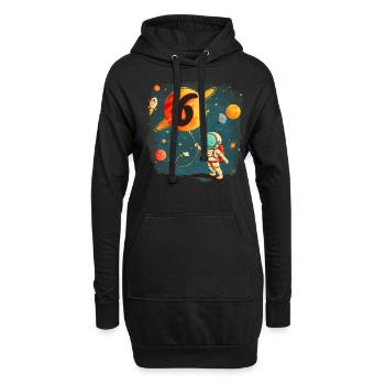 Astronaute Garçon 6e Anniversaire Univers Coloré - Sweat-shirt à capuche long Femme - noir - Devant