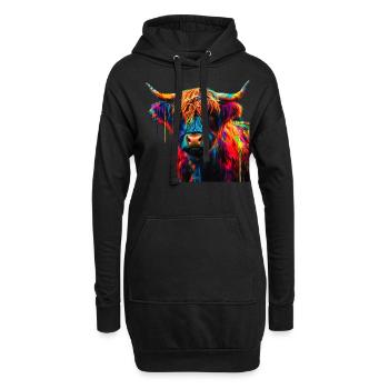 Niedliche Highland-Kuh Schottische Highlands Bunt - Hoodie-Kleid - Schwarz - Vorne