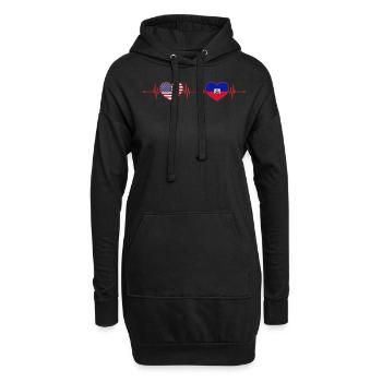 USA Haiti Herzschlag Amerikanisch Haitianisch - Hoodie-Kleid - Schwarz - Vorne