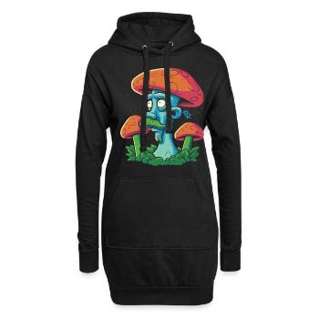 Champignon avec moustache, cueillette de champignons dans la forêt - Sweat-shirt à capuche long Femme - noir - Devant